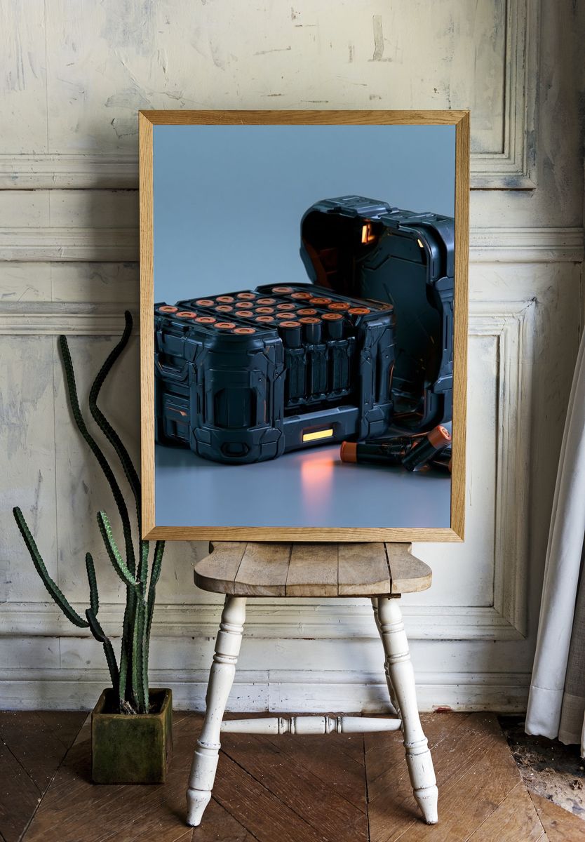Futuristic Battery Pack Illustration Poster. room preview