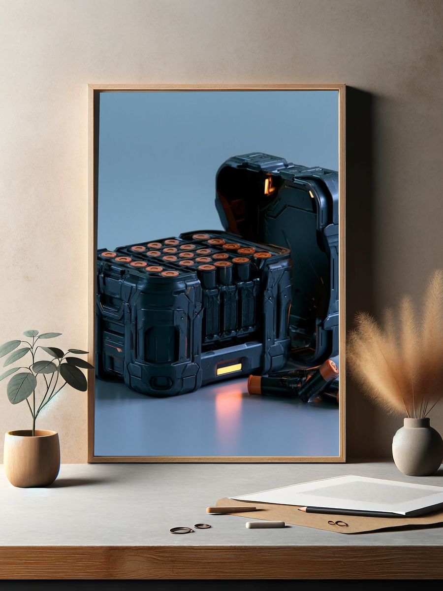 Futuristic Battery Pack Illustration Poster. — room view 2