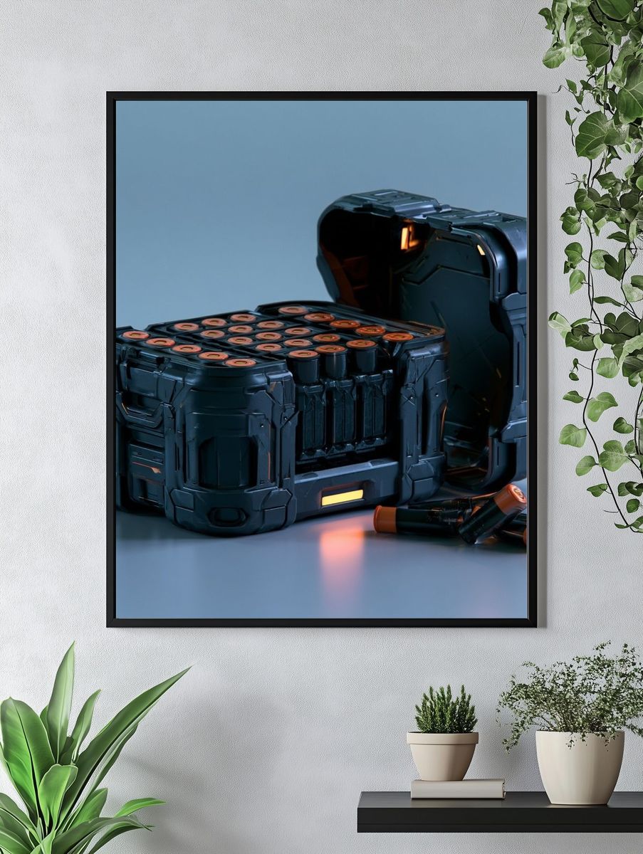 Futuristic Battery Pack Illustration Poster. — room view 4