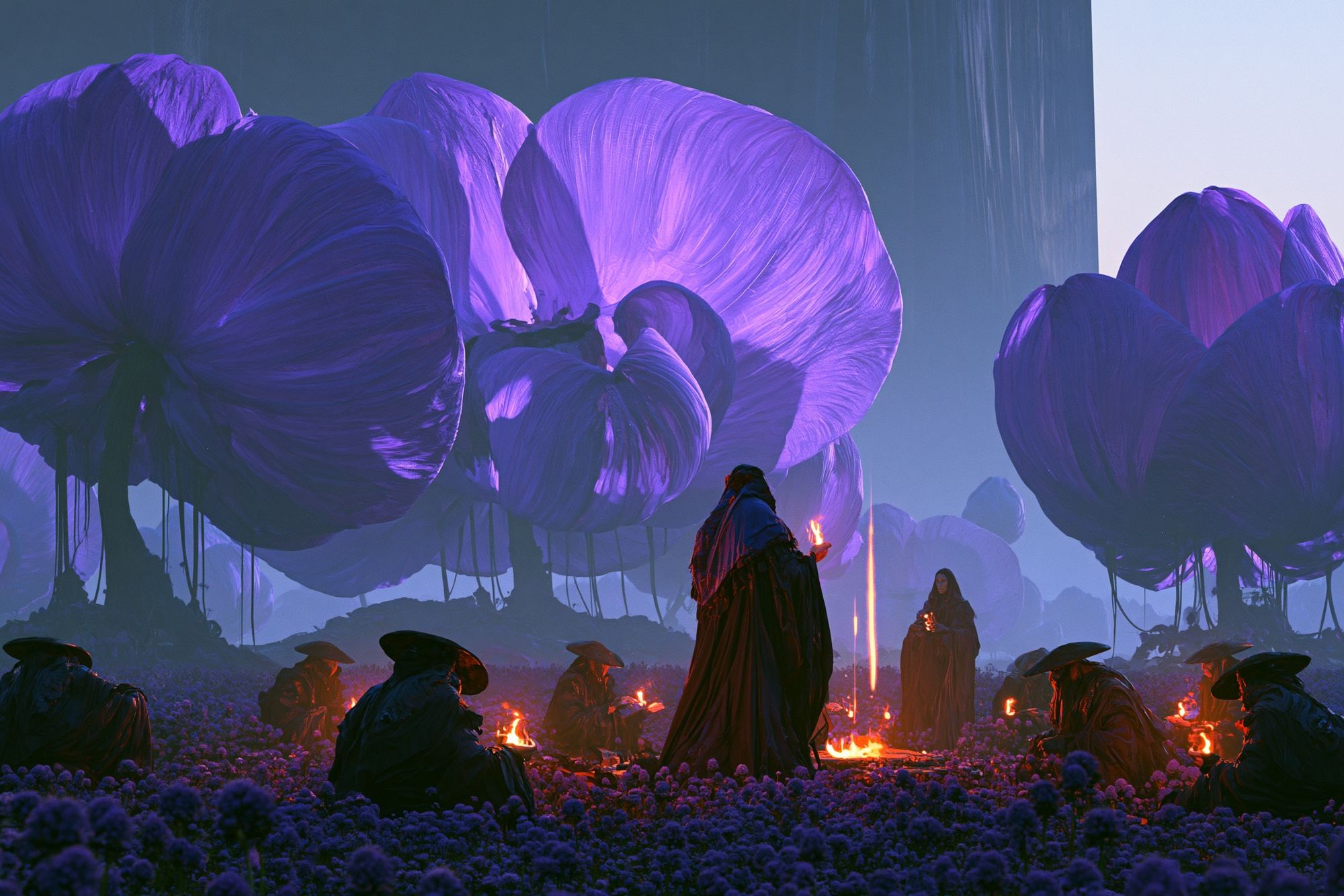 Mystic Violet Bloom Fantasy Print. poster detail