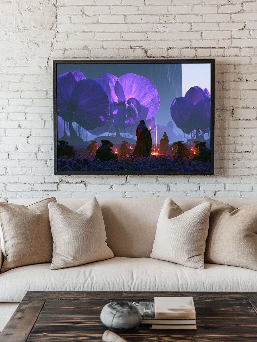 Mystic Violet Bloom Fantasy Print. — room view 1
