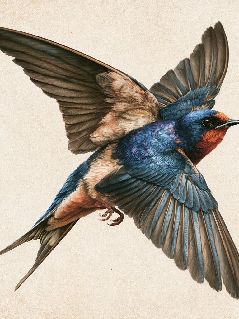 Swallow in Flight Illustration Poster. poster — illustration art