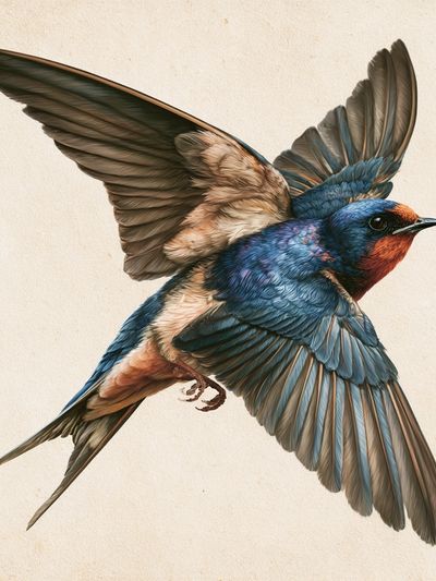 Swallow in Flight Illustration Poster.