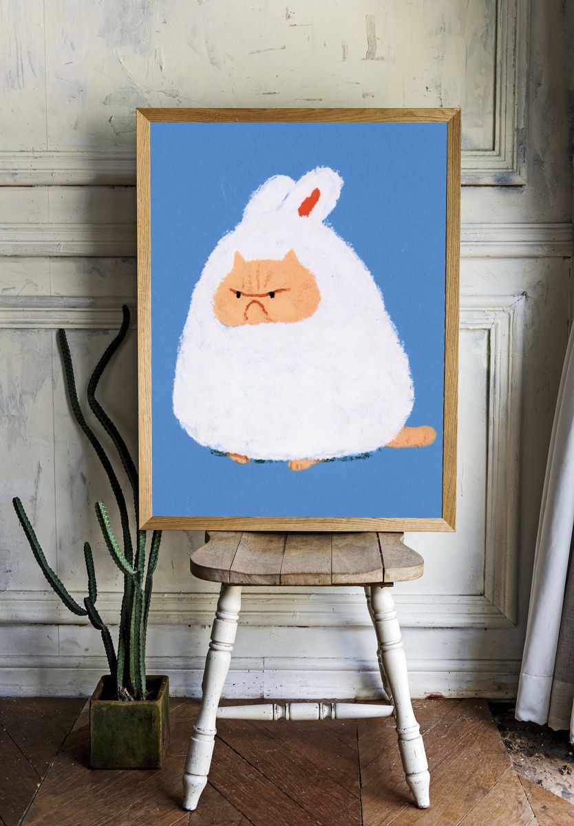 Angry Bunny Illustration Poster. room preview