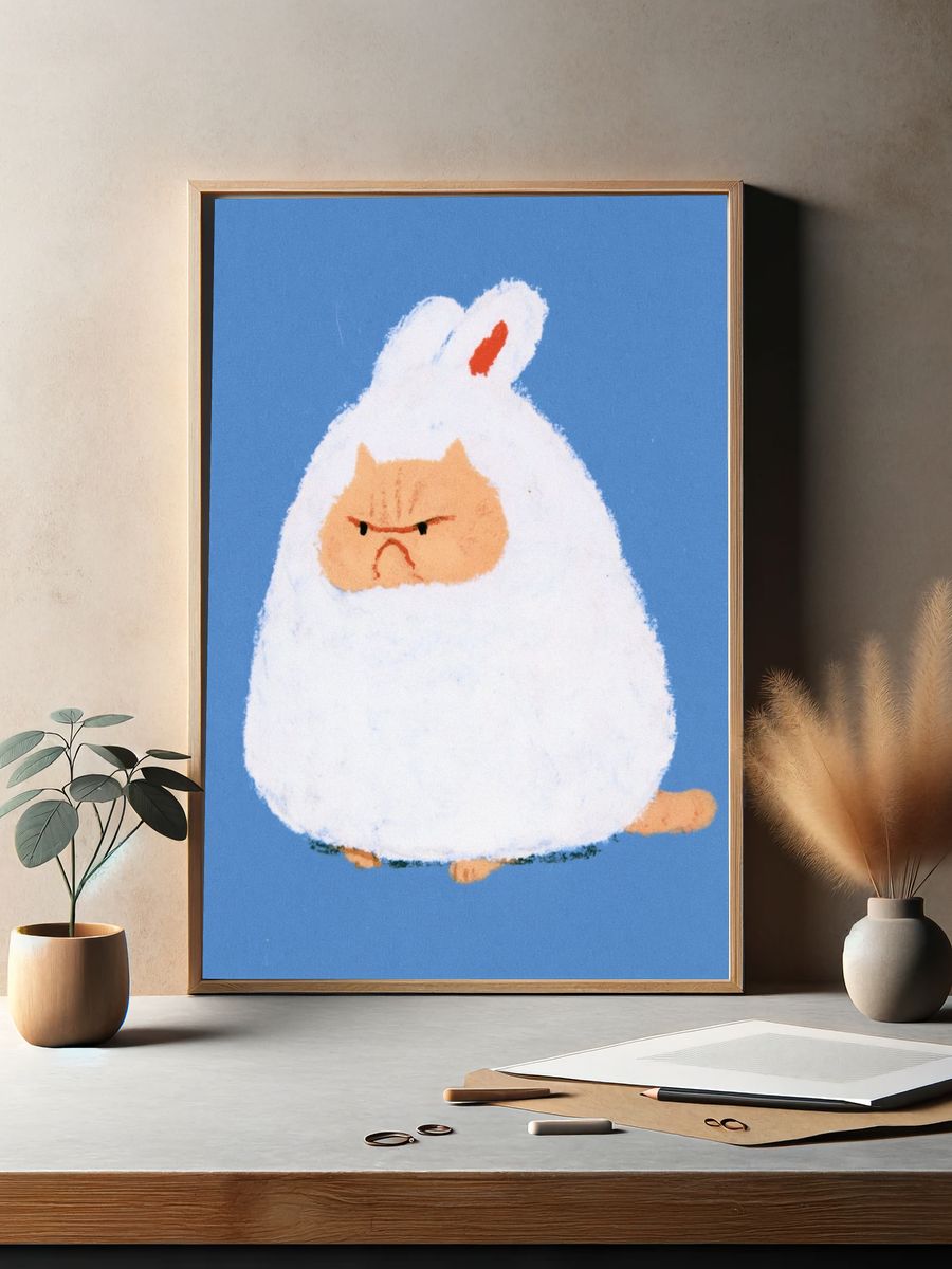 Angry Bunny Illustration Poster. — room view 2