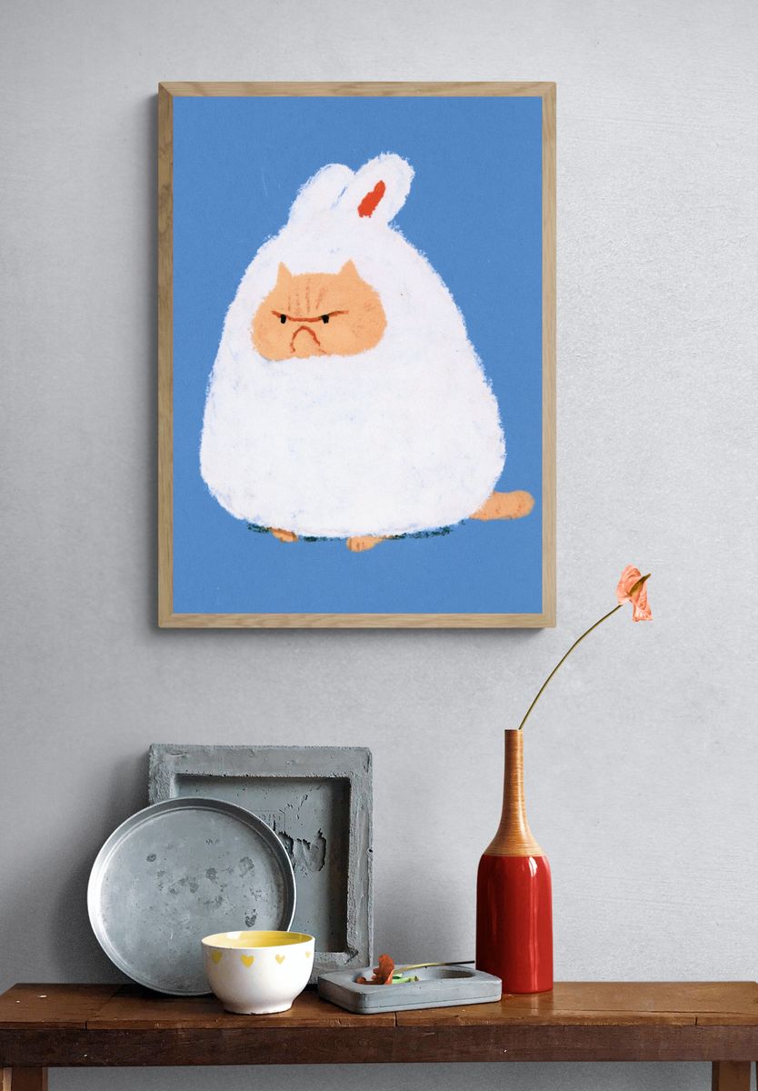 Angry Bunny Illustration Poster. — room view 3