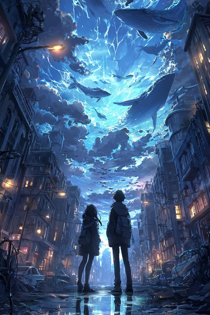 Whale Sky Cityscape Poster. poster detail