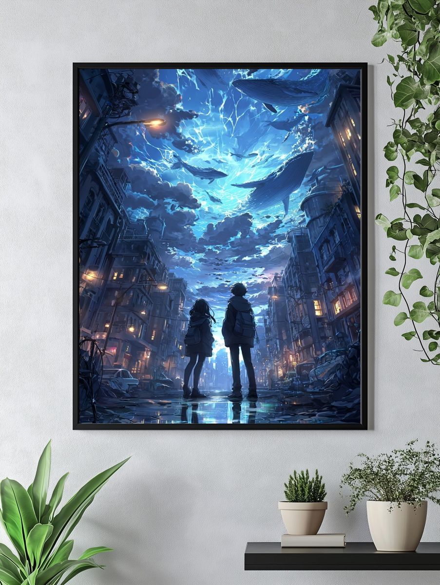 Whale Sky Cityscape Poster. — room view 4