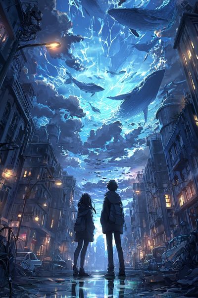 Whale Sky Cityscape Poster. poster