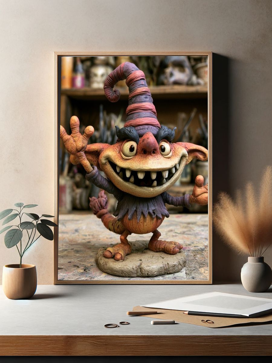 Whimsical Goblin Sculpture Poster. — room view 2