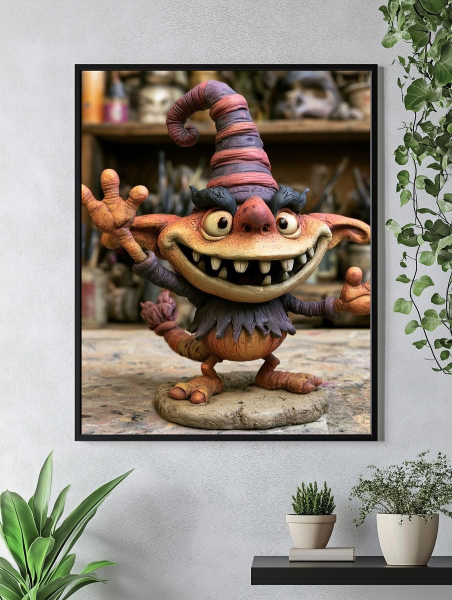 Whimsical Goblin Sculpture Poster. — room view 4