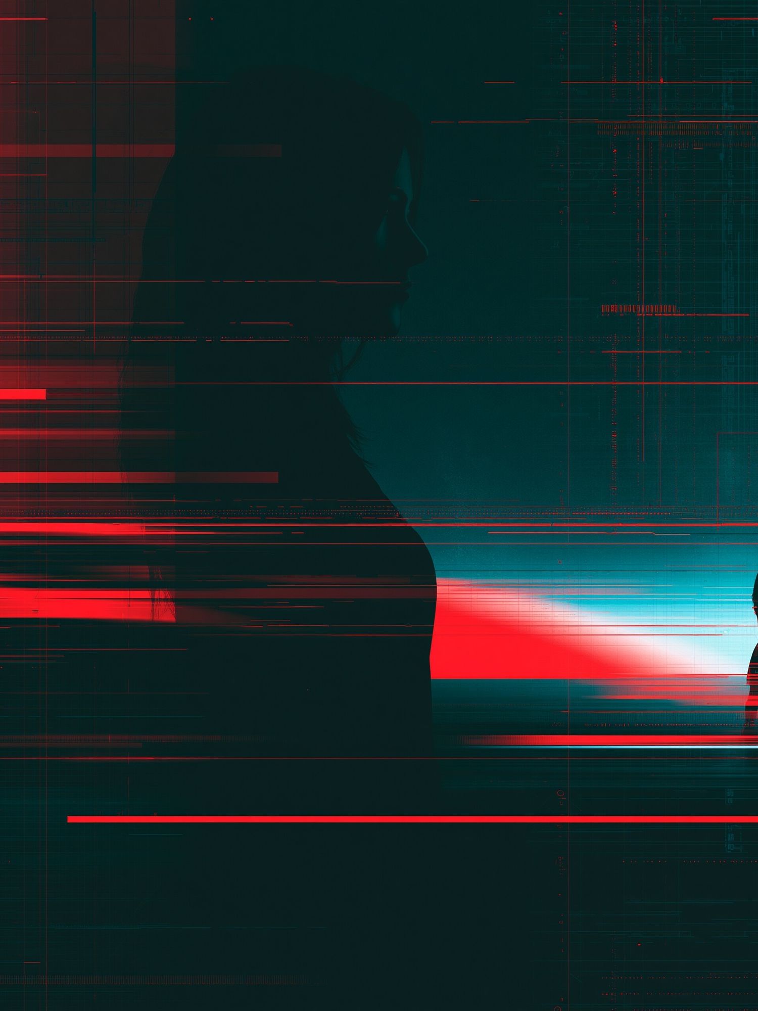 Cyber Silhouette Glitch Poster. poster detail