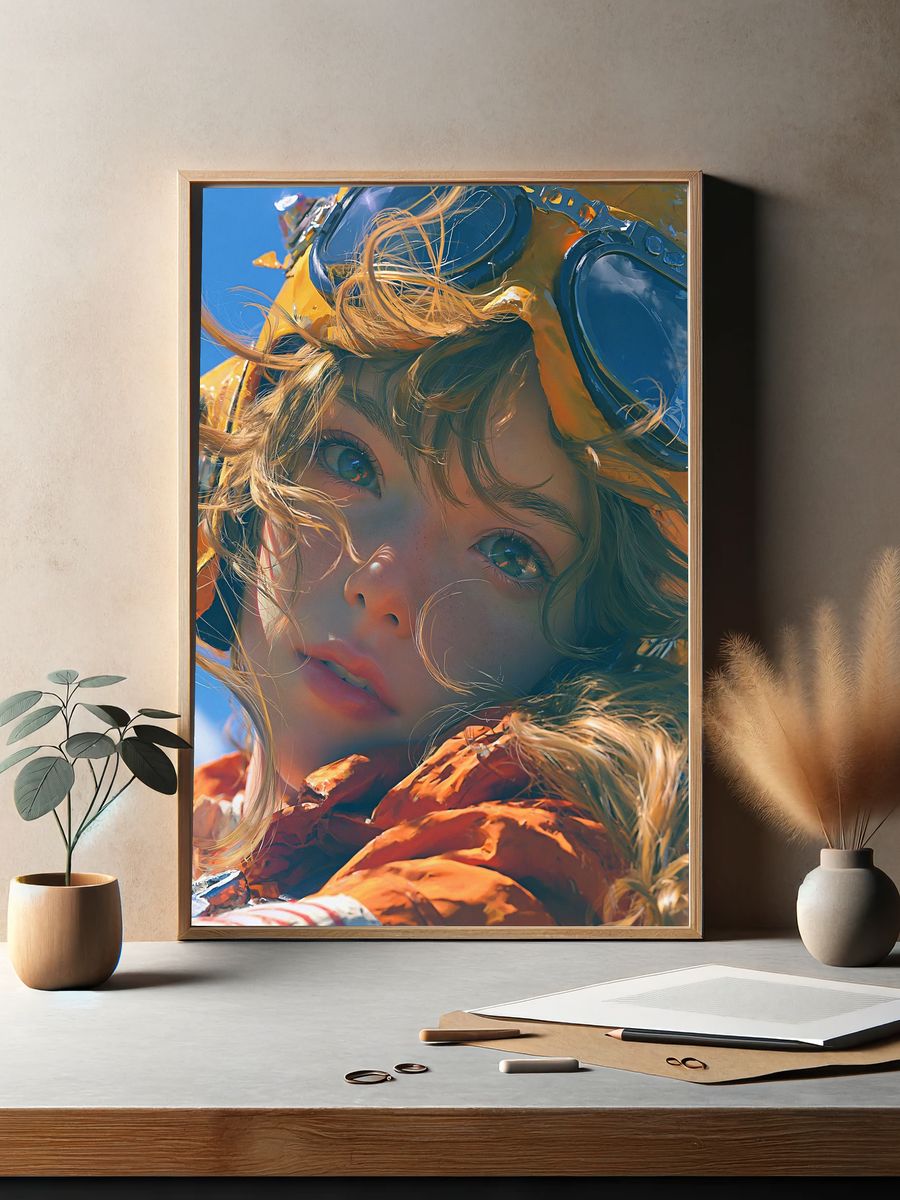 Aviator Girl Portrait Print. — room view 2