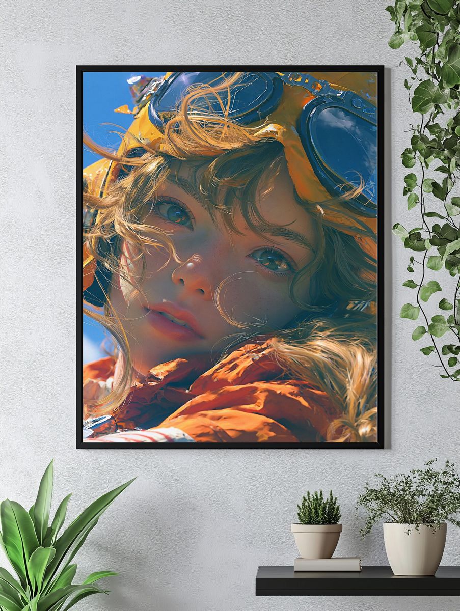 Aviator Girl Portrait Print. — room view 4