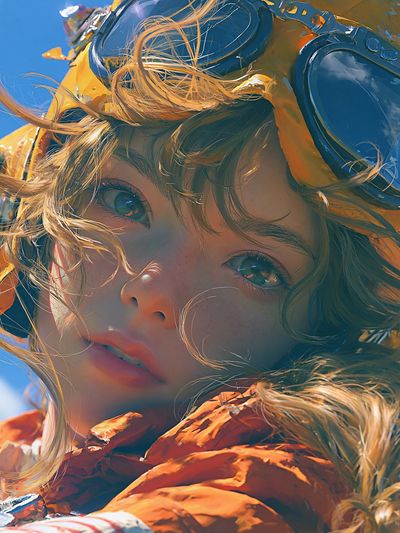 Aviator Girl Portrait Print. poster