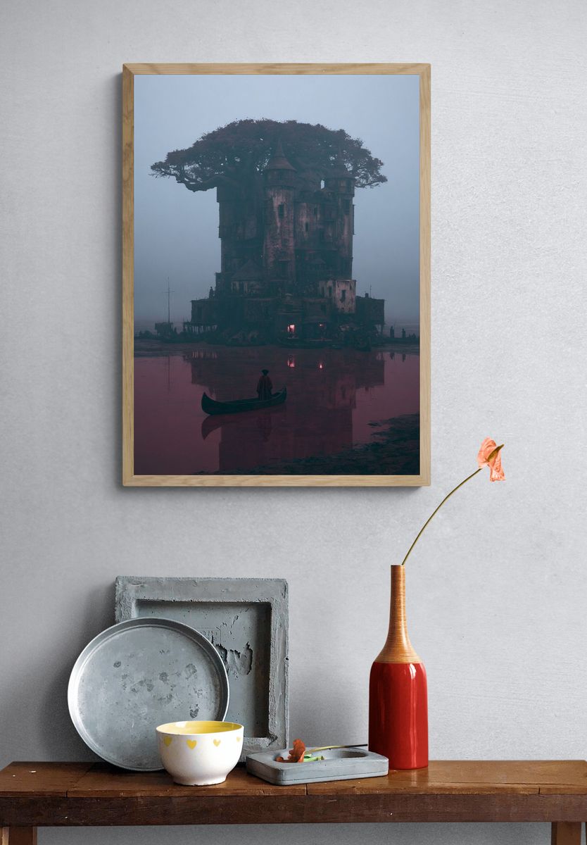 Misty Treehouse Tower Print. — room view 3