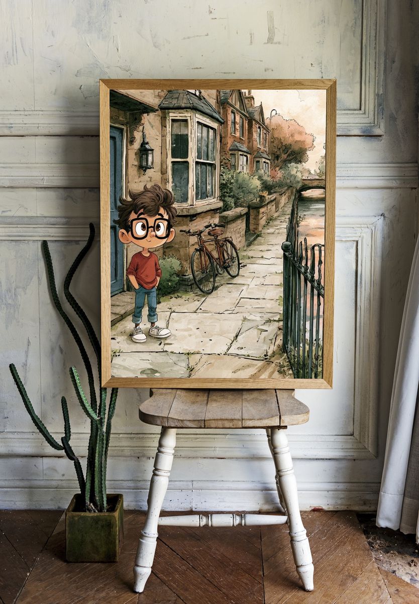 Canal Street Boy Illustration Poster. — room view 1