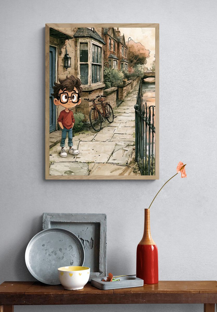 Canal Street Boy Illustration Poster. — room view 3