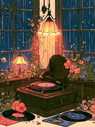Vinyl Garden Glow Illustration Poster.