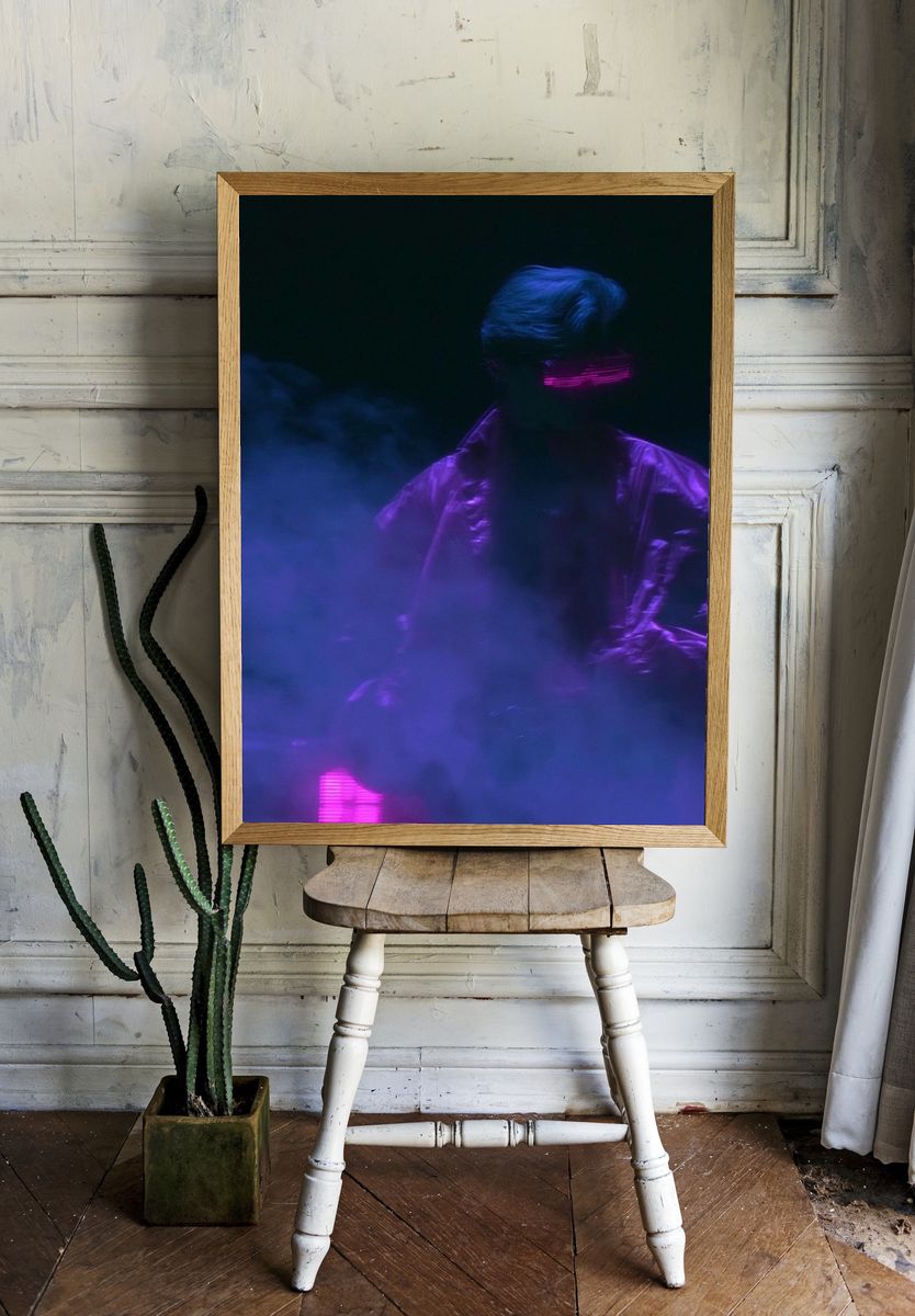 Neon Vapor Portrait Print. — room view 1