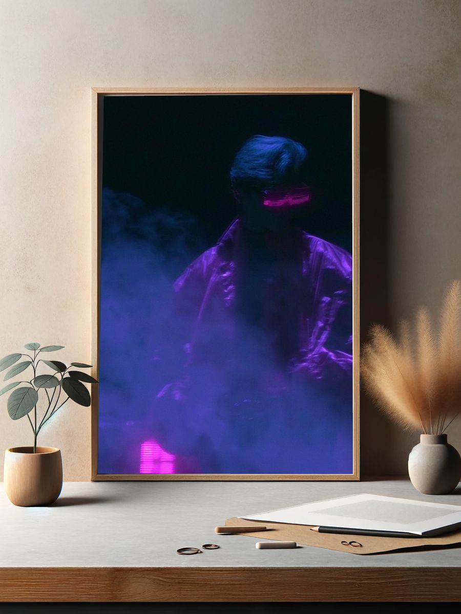 Neon Vapor Portrait Print. — room view 2
