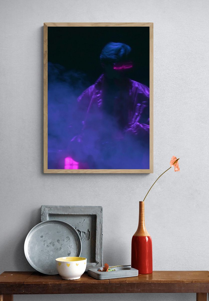 Neon Vapor Portrait Print. — room view 3