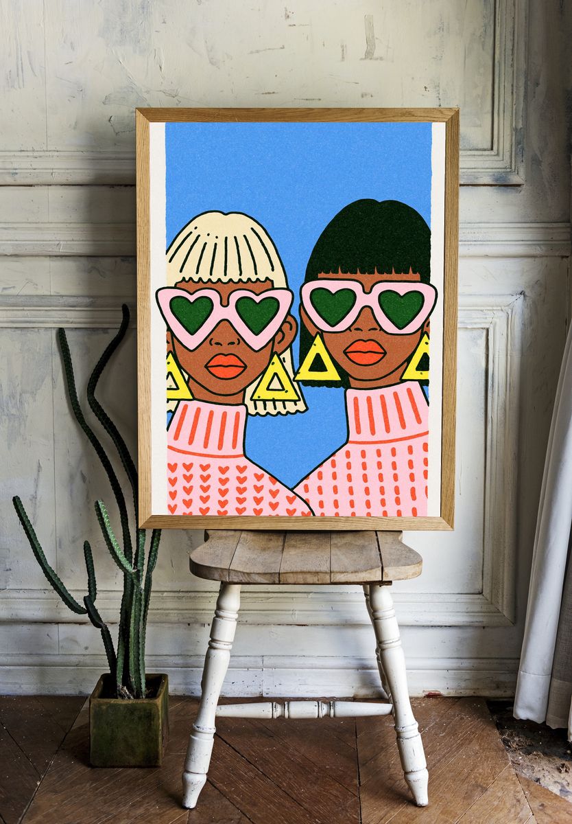 Heart Sunglasses Duo Illustration Poster. room preview