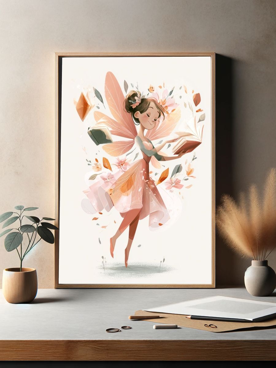 Fairy Reader Illustration Poster. — room view 2