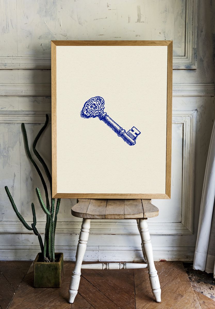 Ornate Skeleton Key Illustration Poster. room preview