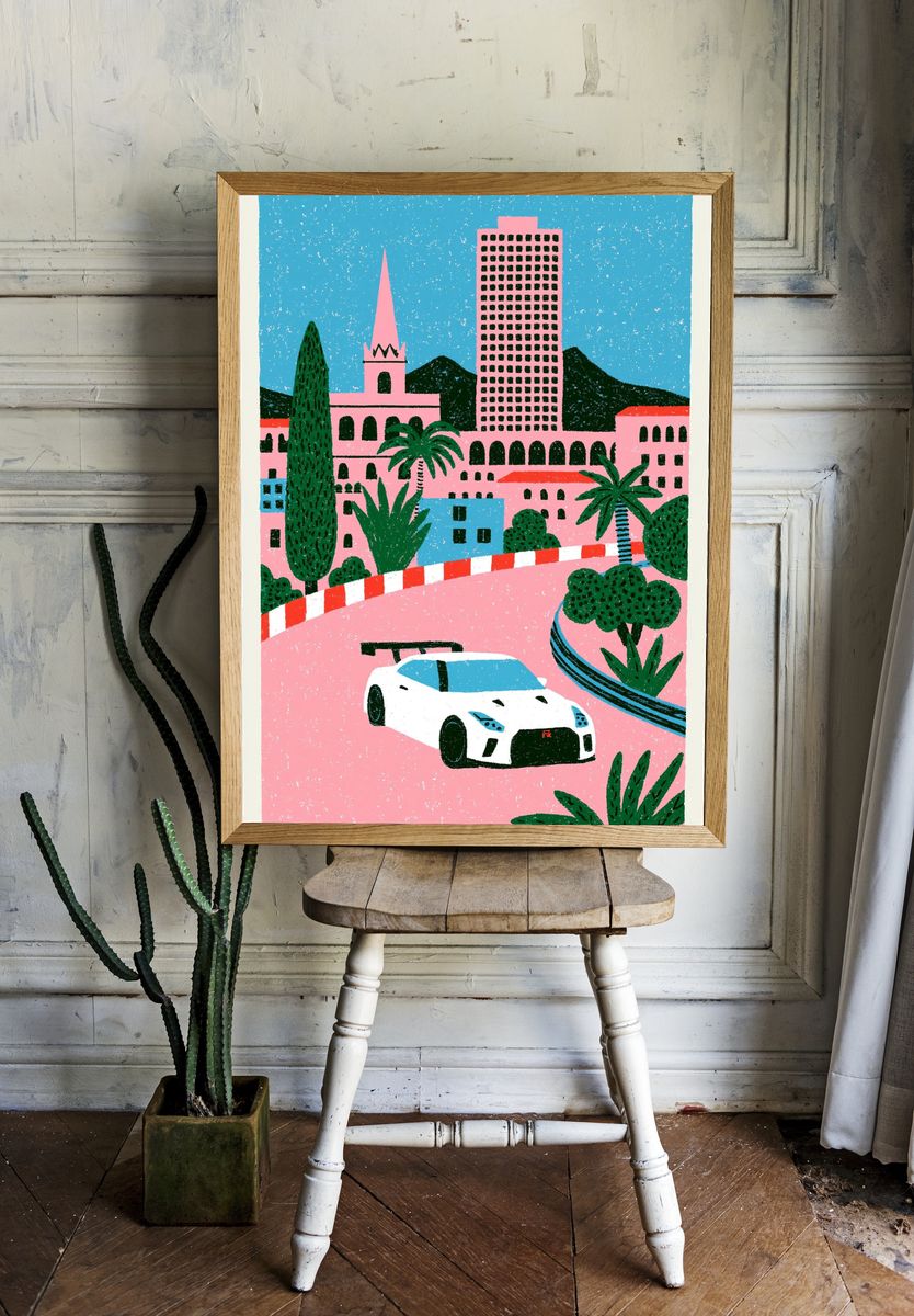 Racing Cityscape Illustration Poster. room preview