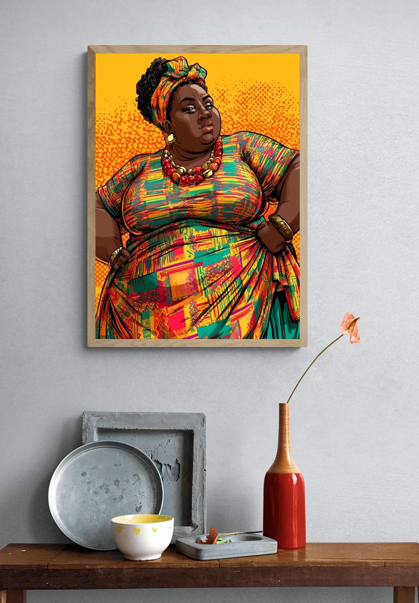 Bold African Portrait Illustration Poster. — room view 3