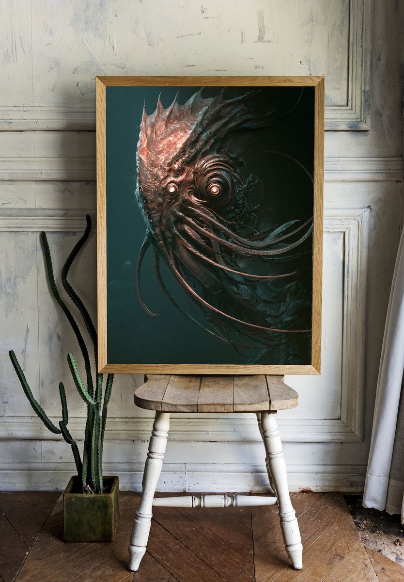 Cosmic Leviathan Digital Art Poster. — room view 1