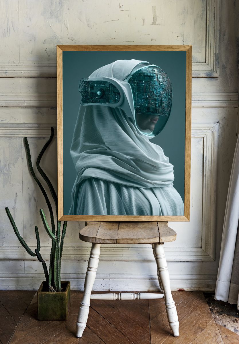 Cyber Oracle Portrait Print. room preview