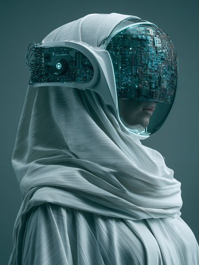 Cyber Oracle Portrait Print. poster