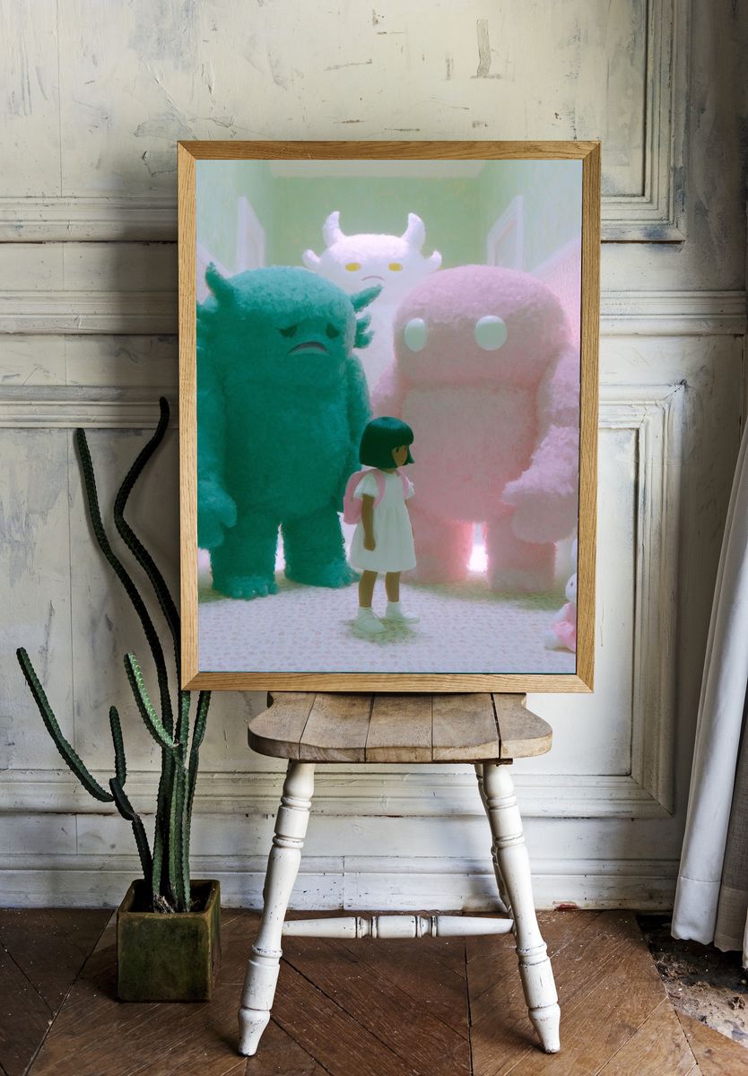 Dreamy Monster Hallway Illustration Poster. — room view 1