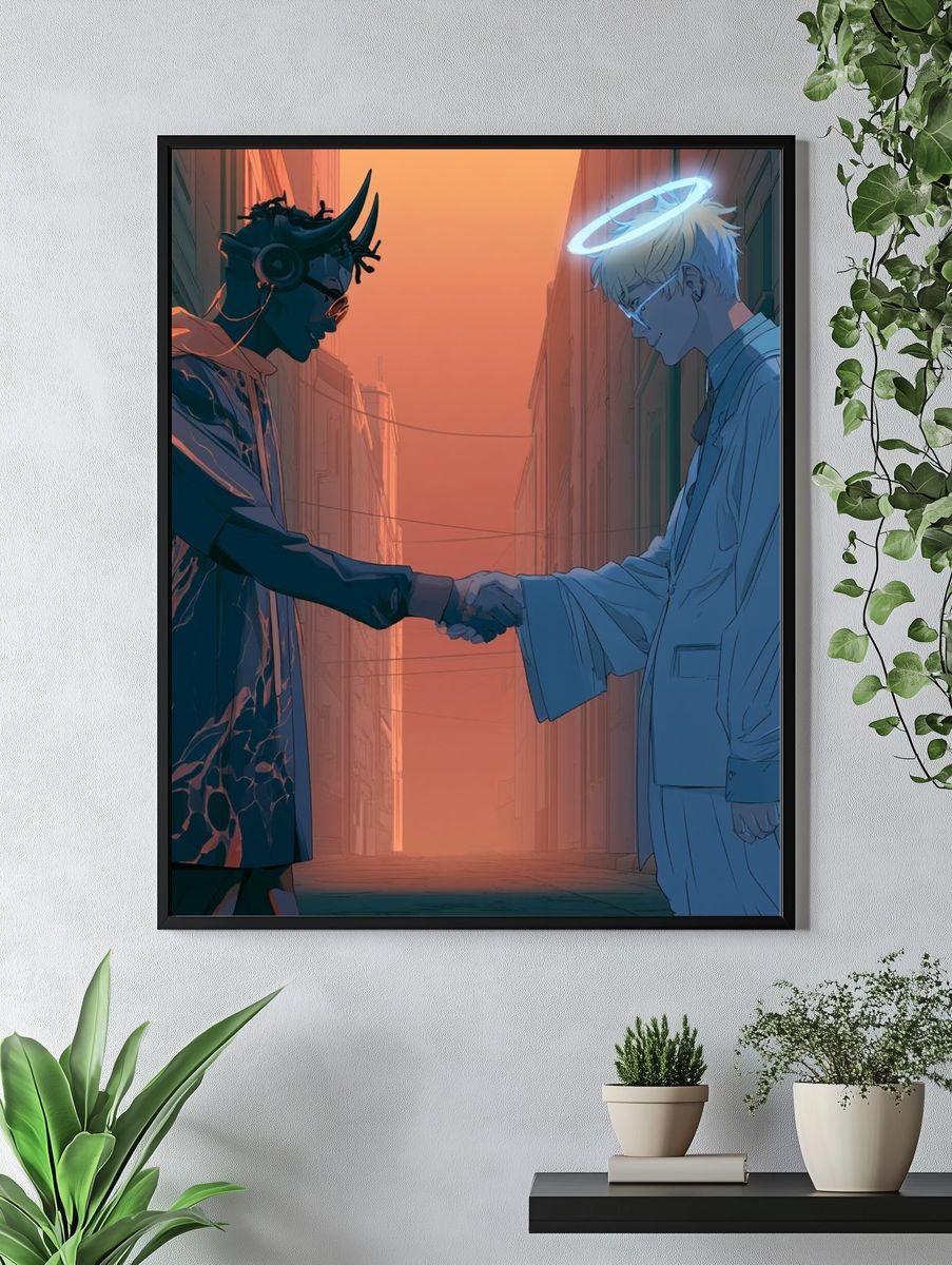 Haloed Rivals Digital Art Poster. — room view 4