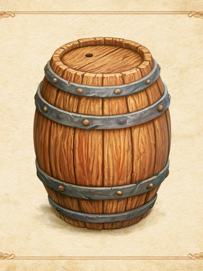 Wooden Barrel Vintage Illustration Poster. poster detail
