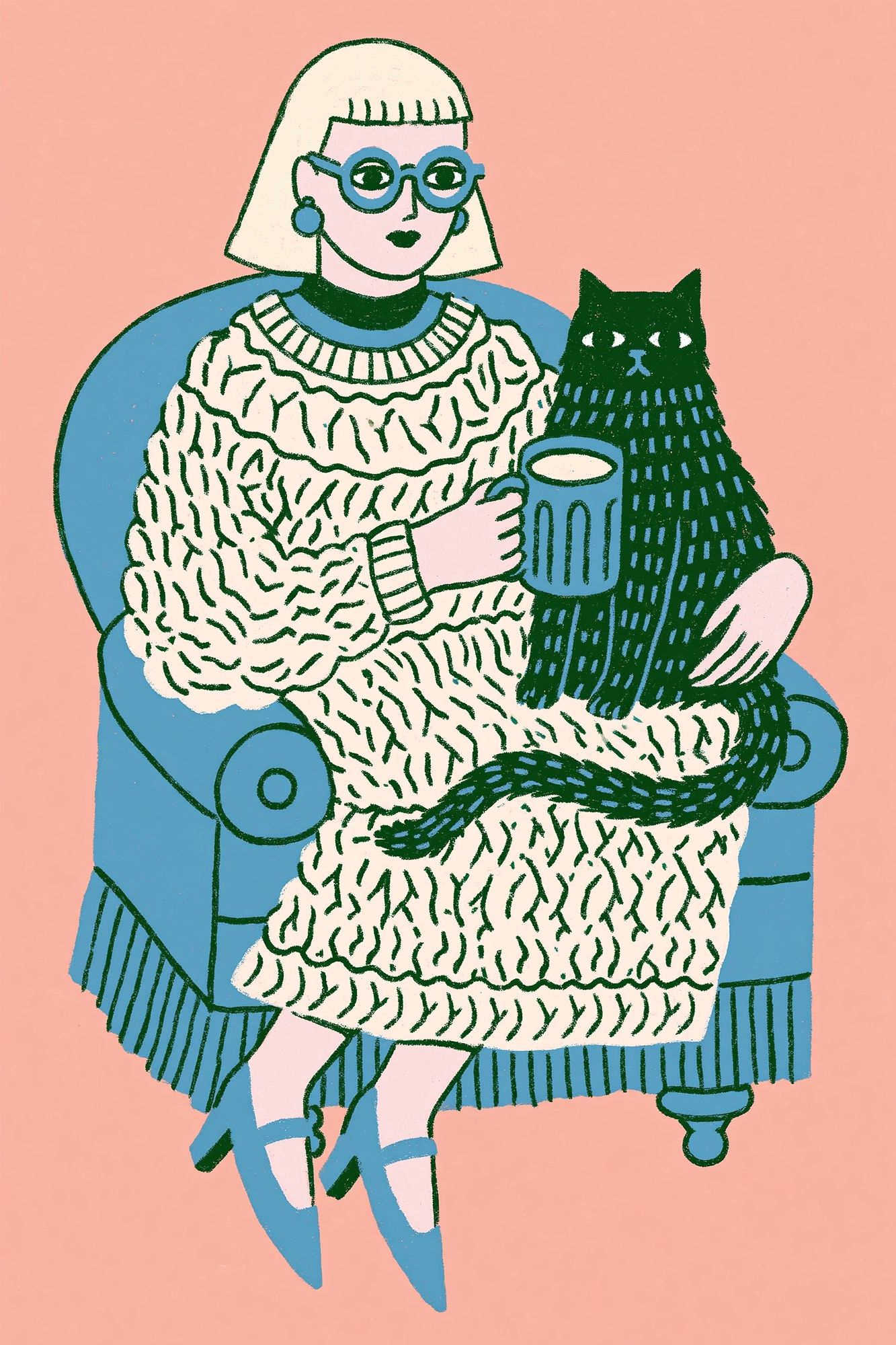 Cat Lady Illustration Poster. poster detail