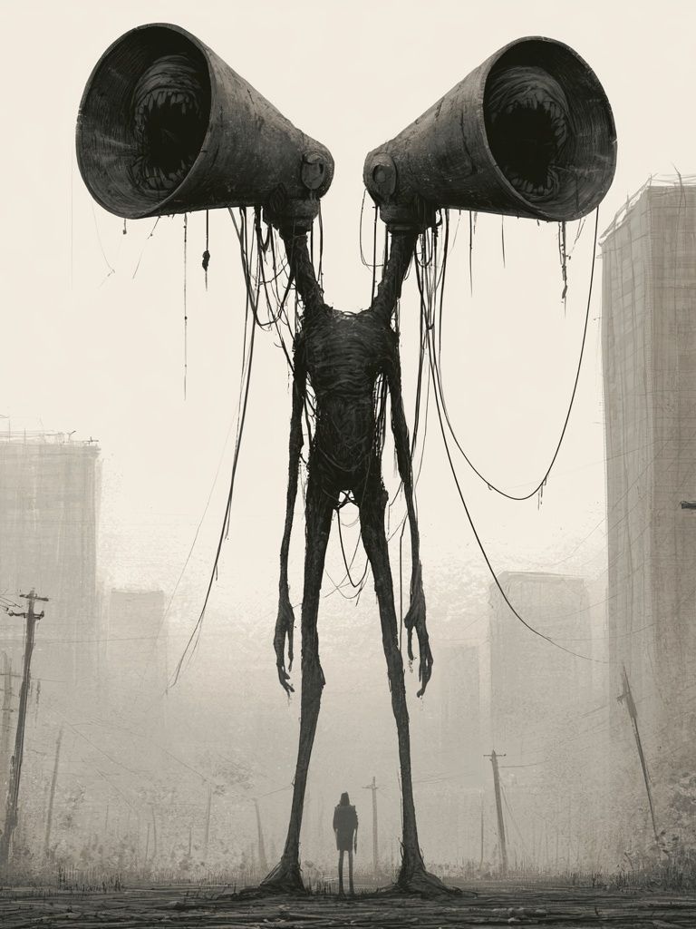 Surreal Siren Cityscape Print. poster — illustration art