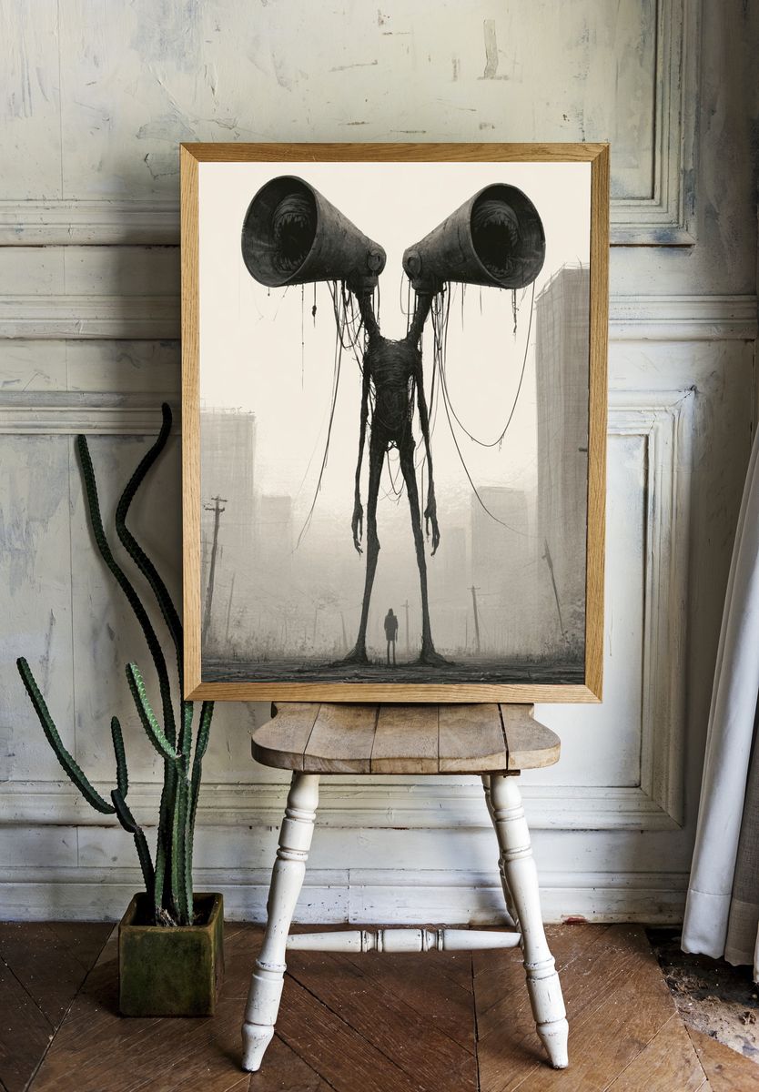 Surreal Siren Cityscape Print. room preview