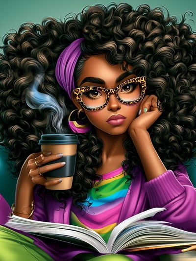 Stylish Reading Woman Illustration Poster.