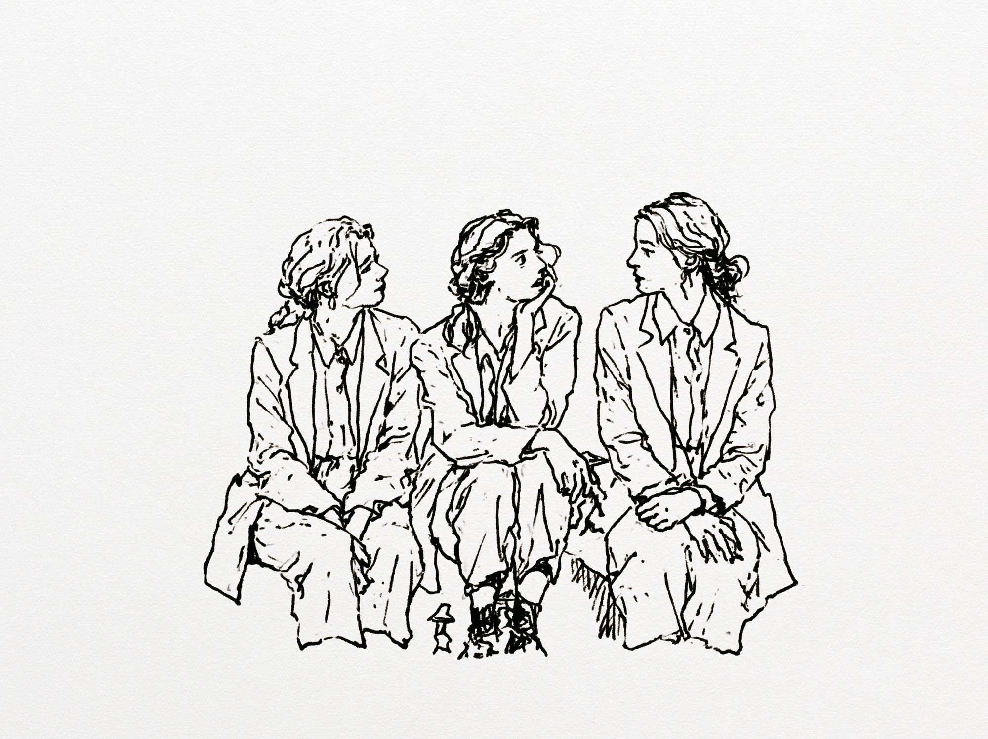 Three Women Line Art Poster. poster detail