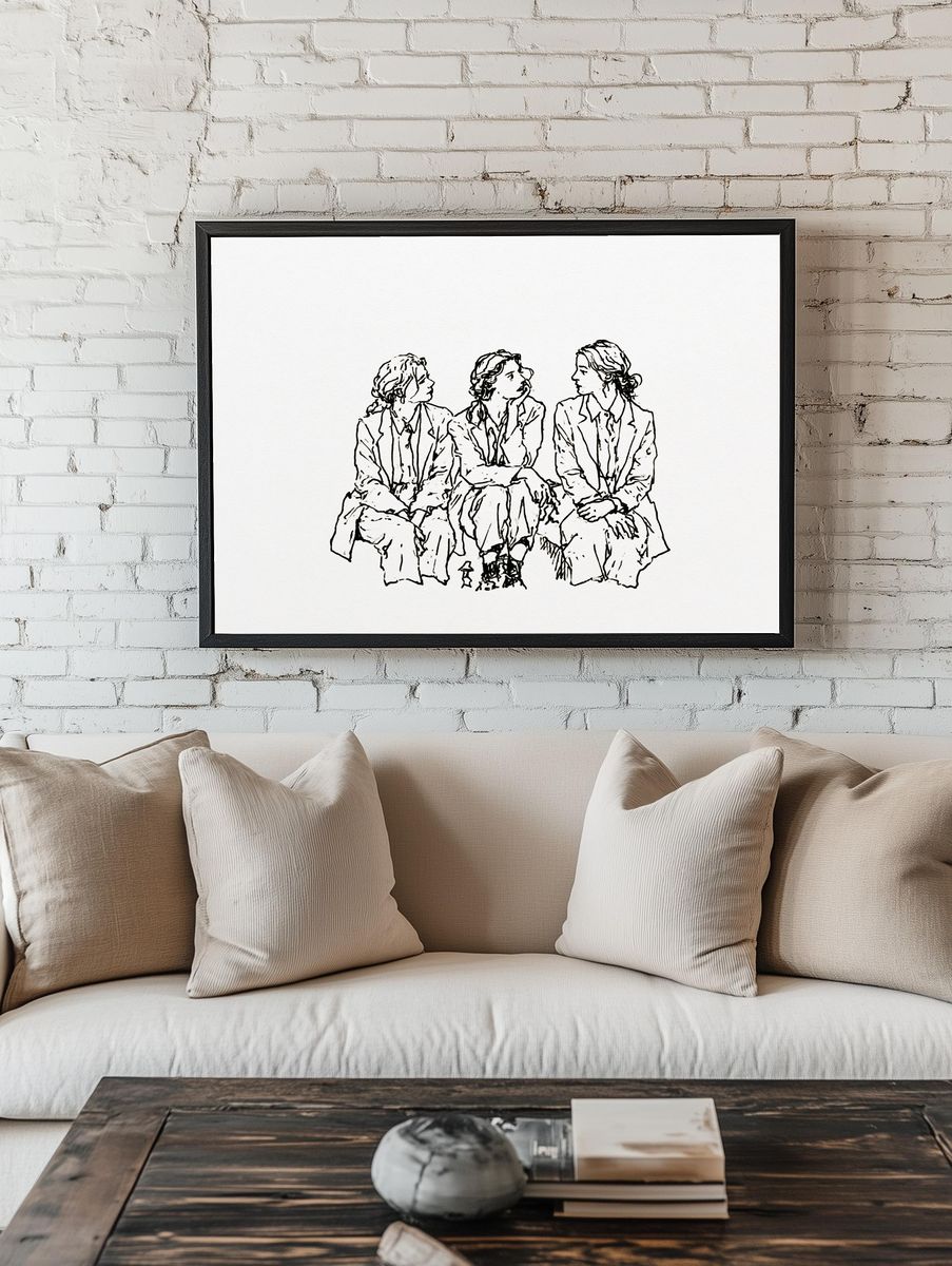 Three Women Line Art Poster. room preview