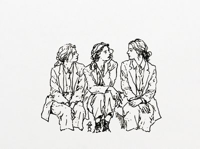 Three Women Line Art Poster.