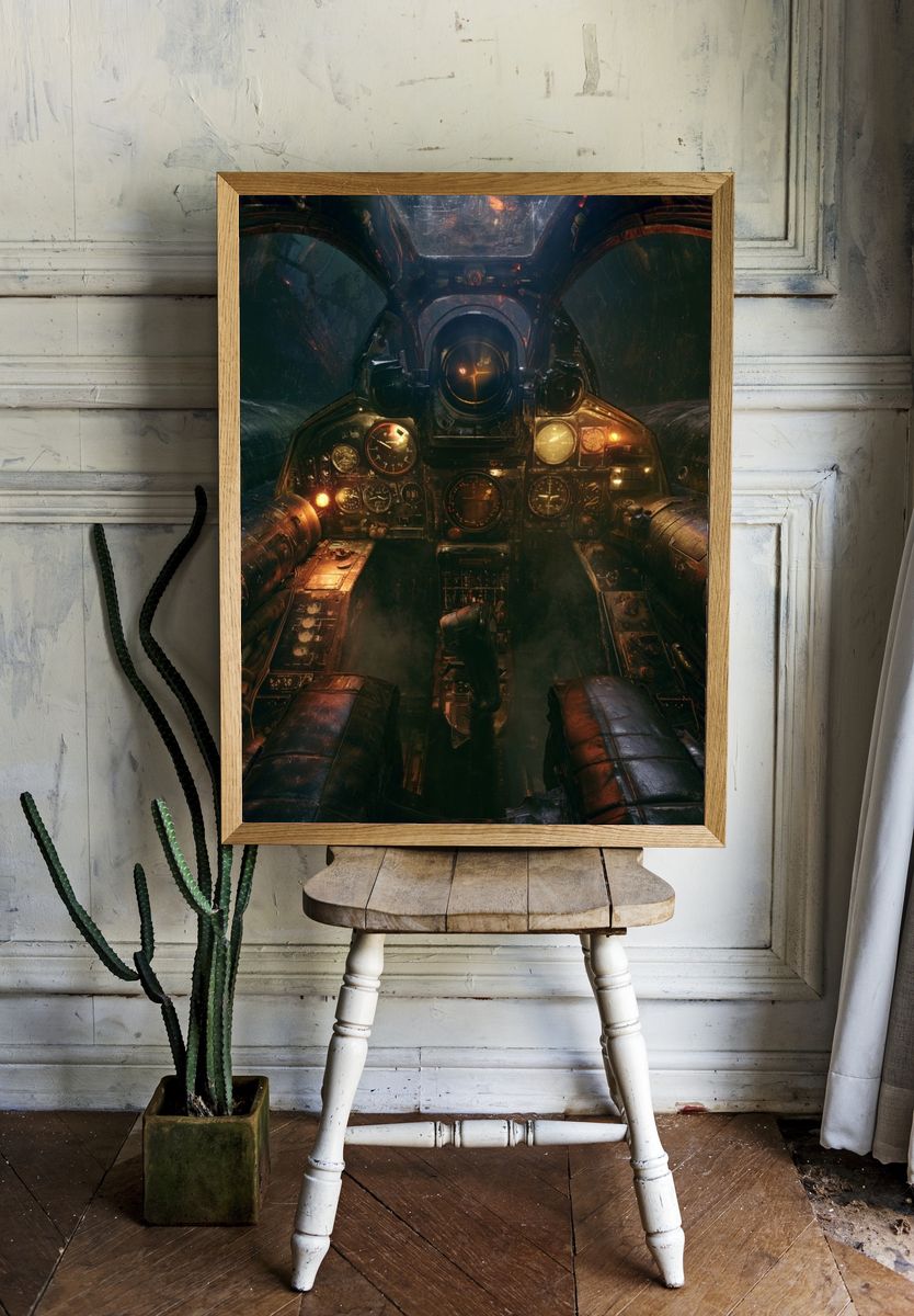 Steampunk Cockpit Interior Print. room preview