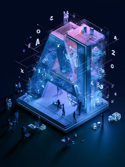 Futuristic Letter A Digital Art Poster. poster print