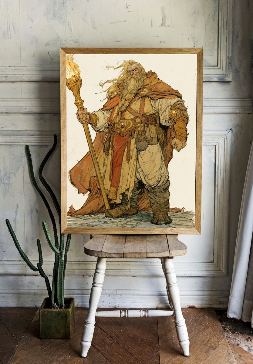 Fantasy Wizard Illustration Poster. room preview