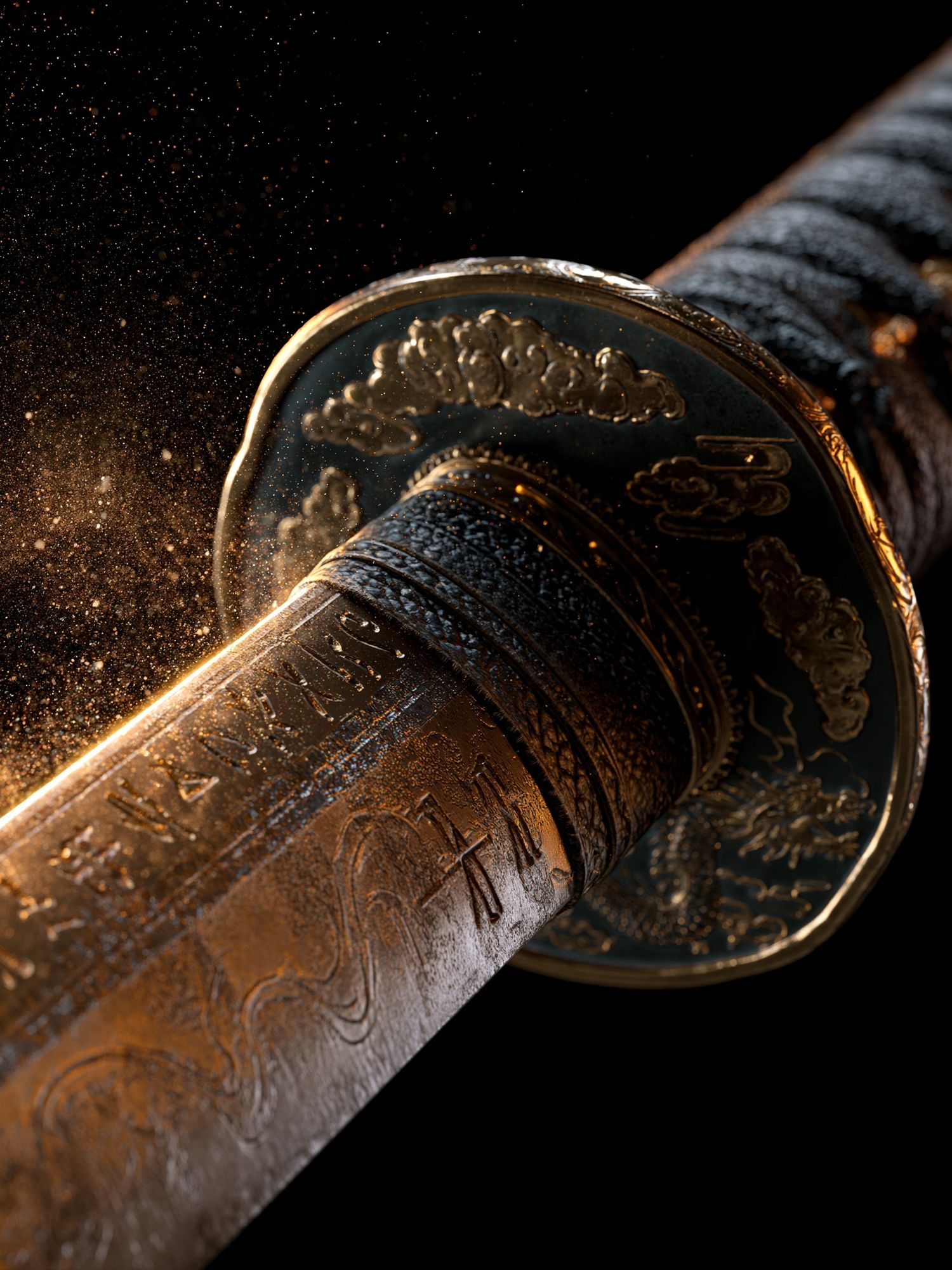 Samurai Katana Close-Up Print. poster — illustration art