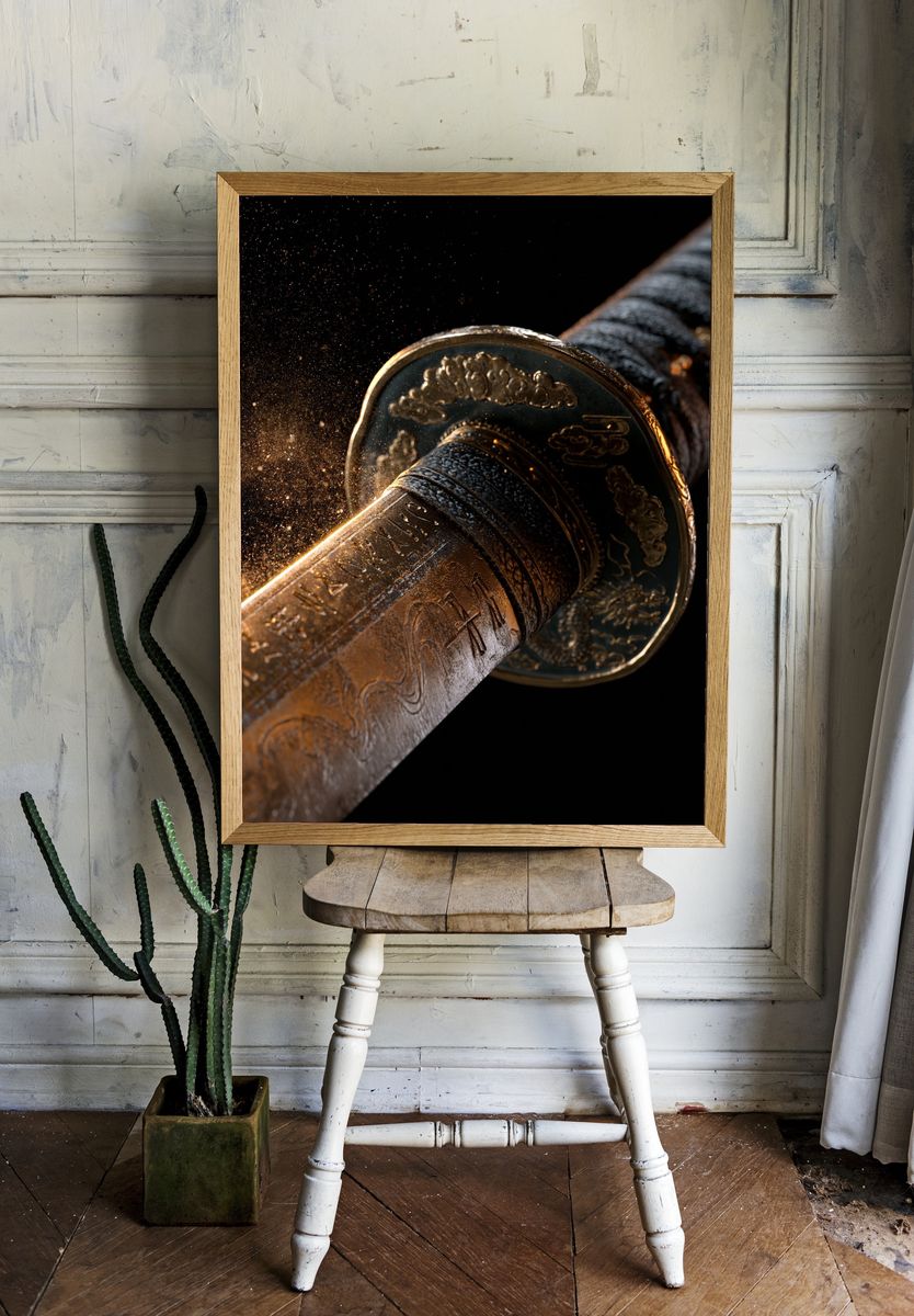 Samurai Katana Close-Up Print. room preview