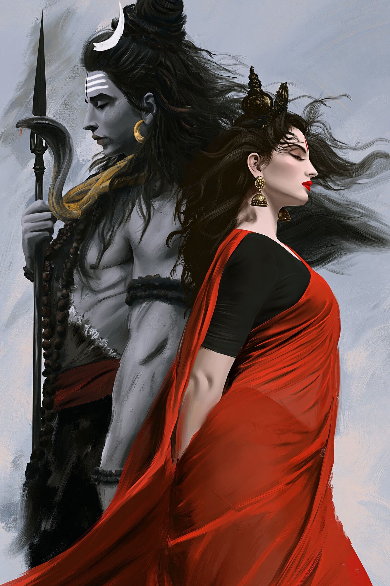 Shiva and Parvati Digital Art Poster. poster — illustration art